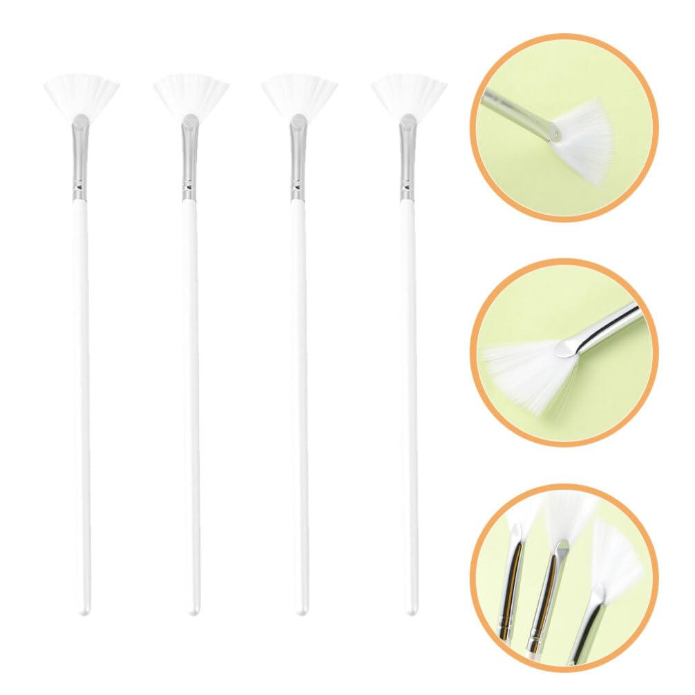 Baluue Fan Brushes for Facial 4pcs Fan Mask Brushes, Soft Fan Facial Mask Applicator Tools, Makeup Brushes Cosmetic Tools with Handle for Women Girls Mud Cream Peel Glycolic Makeup