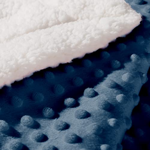 Miniatura 4 de Crevent Manta De Sherpa Suave Y Cálida Para Bebé, Para Cuna, Cochecito, Regalo Para Bebés Y Niñas En Todas Las Estaciones 30 X 40 Pulgadas, Punto Azul Marino