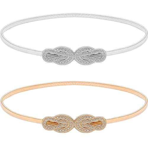 2 Pieces Skinny Stretch Belts Thin Elastic Waist Belt for Women Lady