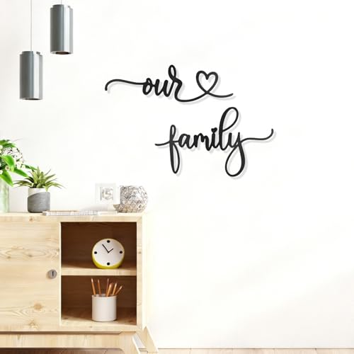 Decoración pared metal de nuestra familia en color negro mate para salón 5