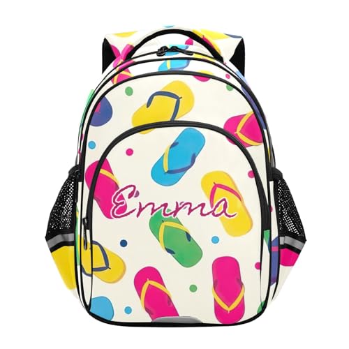 Sac à dos personnalisé beige 15 pouces anti-perte avec imprimé tongs pour fille