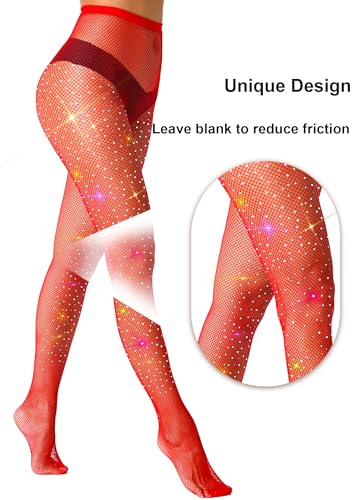 Image of VEBZIN More Sparkly Fishnets Tights Fishnet Stockings Rhinestone Fishnet Tights for Women
