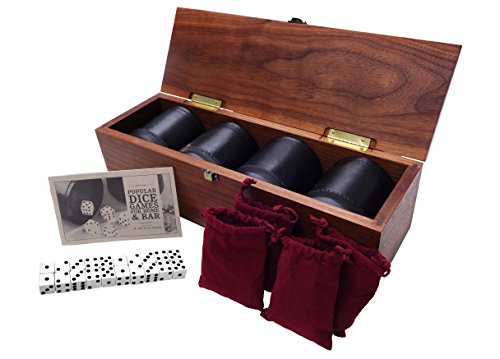 Golden Gate Dice Cup Set Of Four In Walnut Presentation Case Includes Twenty White Dice And A Book Of Dice Games (Includes Liars Dice) (Dice Shaker Cup Set) #TOP12