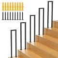 U-Shaped Staircase Handrails,Indoor Outdoor Iron Matte Black Stair Handrail,Floor Mounted Industrial Hand Rail,Non-Slip Support Bar Porch Deck Loft Corridor Stair Rail for Elderly & Children(90cm/3FT)