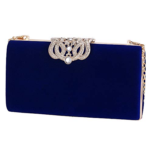 iwish - Cartera de mano de Terciopelo para mujer M, color Azul, talla M