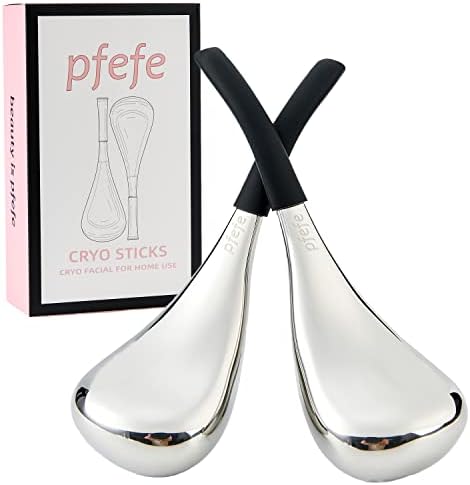 pfefe Ice Globes Facial Skin Care Tools for Women Face Eyes, Stainless Steel Face Beauty Cryo Sticks for Girls Ladies, Esthetician Supplies Cooling Spa Globes Cold Roller with Storage Case