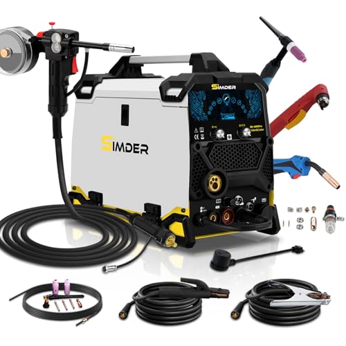 Image of SSIMDER MIG Welder 200A Plasma Cutter Welder Combo 10 in 1 multiprocess welder Pulse MIG /Gas MIG /Flux Core /HF TIG /Stick /Cut Aluminum Welder With Spool Gun for Home DIY Outdoor