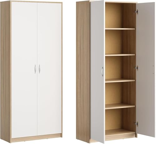 Home Collective Armoire Polyvalente avec 5 Compartiments et 2 Portes, 74x35x180 cm – Rangement Pratique pour Bureau, entrée, Cuisine ou buanderie –...