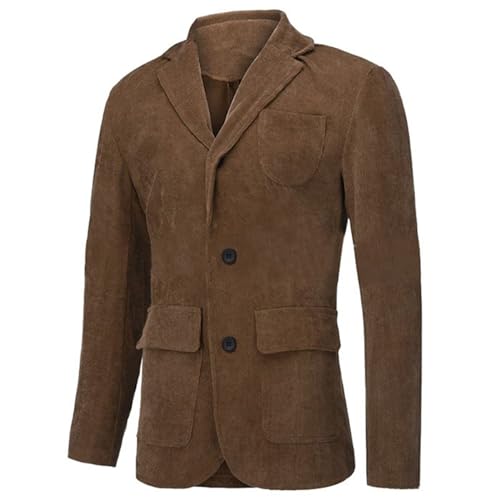 Men's Casual Corduroy Blazer Vintage Notch Lapel Regular Fit Suit Jacket Three Button Sport Coat2