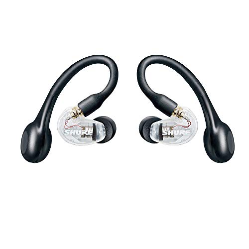 Shure AONIC 215 True Wireless, Kabellose, Sound Isolating Ohrhörer, Premium Sound mit tiefen Bässen, Bluetooth 5, Komfortable sicherer Sitz über dem Ohr, lange Akkulaufzeit mit Lade-Case, Transparent