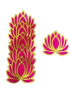 VRB DecTM Lotus Cutout for Decoration | DIY Rangoli Kit | Diwali Decor Rangoli - Home and Pooja Room Decorative | Diwali Decor, Diwali Festive Indoor Outdoor Decor | Floor Decor (Pink, 6)