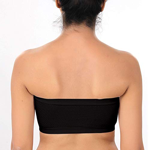 Image of HRV Non Padded Tube Bra for Women | Strapless & Transparent Black Tube Top | Comfortable Bralette | Free Size- FITS Best- 28,30,32,34 | Perfect for Girls | Combo Pack