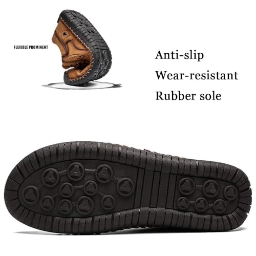 Mens Casual Leather Shoes Ankle Chukka Boots Slip On Lightweight Loafers Mid top Outdoor Lace Up Walking Driving Shoes4