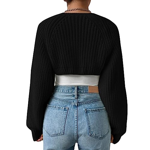 Image of LYSINK Women's Cropped Cardigan Long Sleeve Open Front Ribbed Knit Shrug Sweater Bolero Cardigans for Dresses