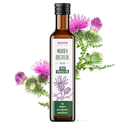 Mariendistelöl Monte Nativo (500ml) – Mariendistel Öl Kaltgepresst, Nativ & Unraffiniert – Omega-Fettsäuren Für Wohlbefinden & Hautpflege – Ideal Für Ernährung, Salatdressings, Müsli & Hautpflege