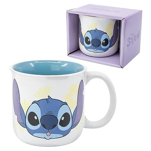 Taza modelo mug cerámica taza tazón desayuno 414ml para niños (Stitch)