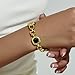 REHBORT Colorful Gemstones Bracelets for Women, 14k Gold Plated Fashion simple Adjustable Oval Link Bracelet