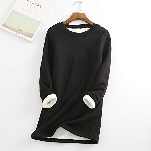Generic ZXX231206-YXP200921648 Fleece Lined Sweatshirt Women Women'S Fleece Sweatshirts Winter Warm Sherpa Lined Shirts Plush Pullovers Soft Crew Neck Shirts Thermal Underwear Xx-Large Black 3 thumb #1