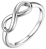 CCBFY 18k White Gold Gold Plated 925 Sterling Silver Rings for Women Promise Ring for Her, Stackable Wedding Bands Rings for Women Infinity Forever Love Knot Ring Silver 6