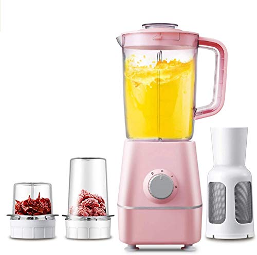 YZHM batidora de batidos, mezcladora multifuncional 22000 RPM, 3 tazas, juego de 8 piezas, licuadora para batidos, exprimidor, picado de hielo, especias, 250 W, rosa