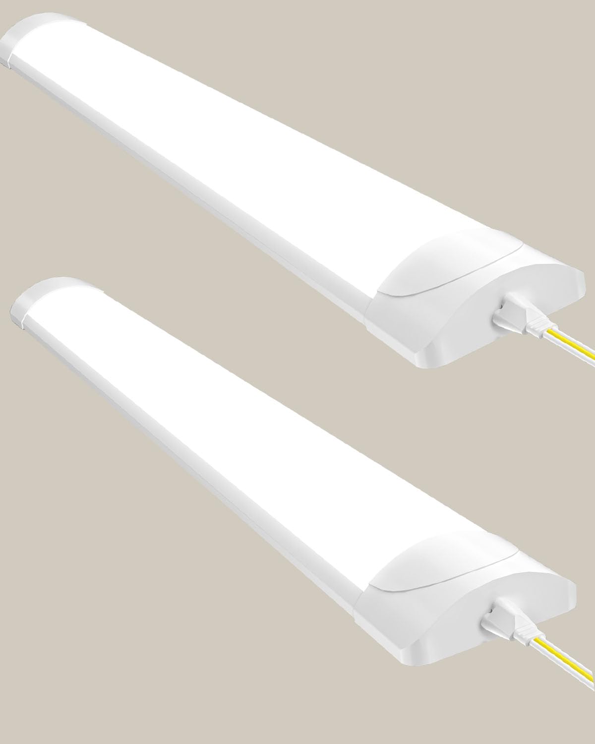 Worshow 4ft LED Batten Light 115cm Ceiling Fitting Tube Lights, 40W 4800LM 4500K Linkable Daylight - Hanging or Surface Mount Strip Light, Fluorescent for Garage Office Workshop Bedroom Kitchen,2pack