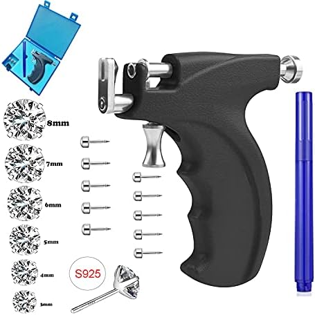 LECIEL Reusable Ear Piercing Gun Kit, Professional Body Nose Lip Earrings Piercing Kit with 16 Pairs Stud Earrings (6 Pairs Sterling Silver Stud Earrings+10 Pairs Gun Stud Earrings)