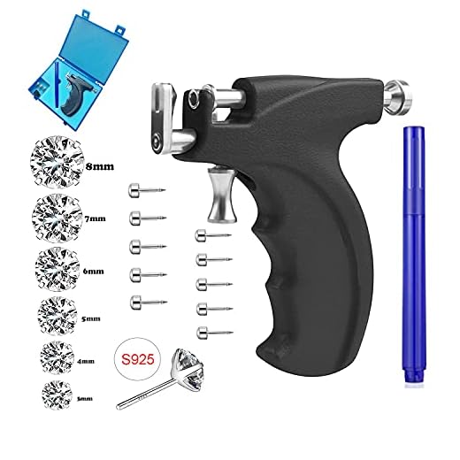 Professional Ear Piercing Gun Kit Reusable for Body Nose Lip Piercing with 16 Pairs Hypoallergenic Earrings (6 Pairs Sterling Silver Stud Earrings 18K White Gold Plated+10 Pairs Gun Stud Earrings)