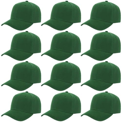 Image of ZH Plain Adjustable Baseball Cap - Lot of 12 Unisex Blank Design Caps
