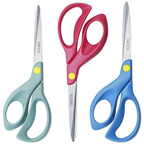 YAZEMKEL Left-Hand Scissors Stainless Steel 3-Pack, 8 inch Cover