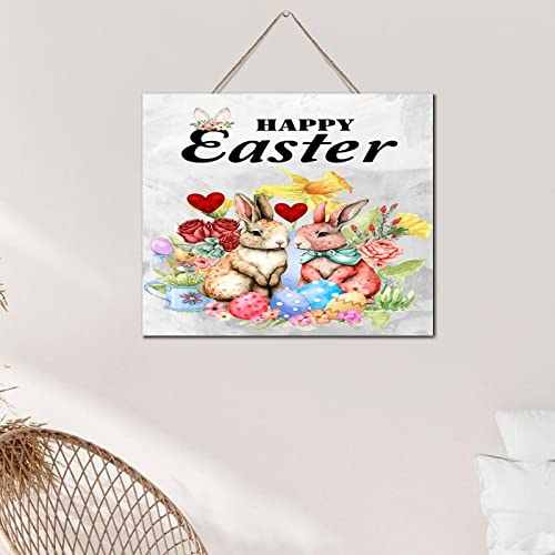 Panneau décoratif en bois de qualité supérieure motif lapin de Pâques rustique - 5