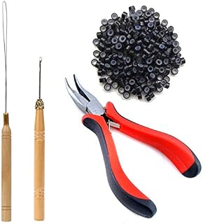 TIHOOD Hair Extension Kit Pliers Pulling Hook Bead Device Tool Kits and 200PCS