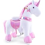 PonyCycle Official Classic Model U Unicorn Riding Plush Toy Walking Toy with Wheels Gift for Boys & Girls (with Brake and Sound/Size 3 for Ages 3-4 Years) Unicorn Pink Ux302