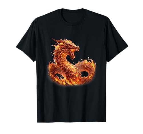 Image of FIRE Dragon Fantasy Creature Mythical Art T-Shirt