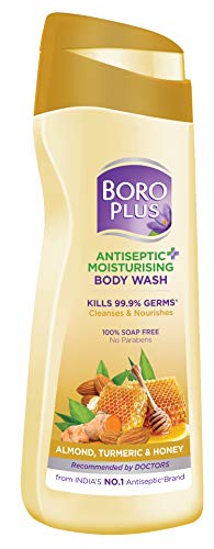 BoroPlus Antiseptic and Moisturising Body Wash for Soft, Smooth, Deeply Nourished & Moisturised Skin | Contains Richness of Almond, Honey & Turmeric | Kills 99.9% Germs | 100% Soap and Paraben Free, 300ml