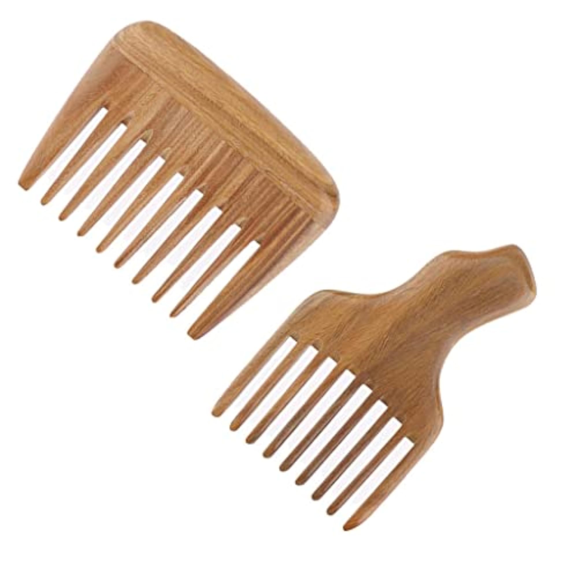 2X Detangle Wood Pick Combs, Anti-Static Hair Care