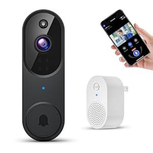 1080P Smart Wireless Video Doorbell Camera, Night Vision, Real-Time Alerts, AI Human Detection, 2.4G WiFi, Two-Way Talk, Cloud Storage, Battery Rechargeable, Weather-Resistant