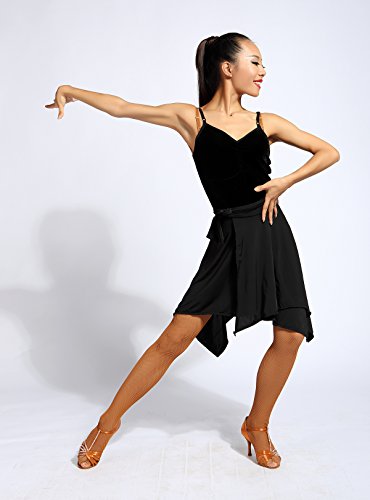 Scgginttanz G2016 Latin Ballroom Dance Professional Irregular Swing Skirt (Apron Style) ((Fba) Black, Small-Large) #TOP5