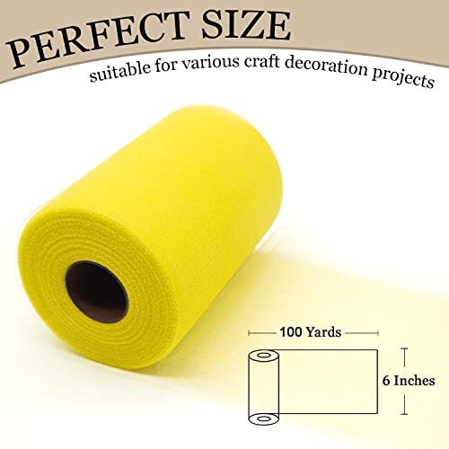 Ableme Deco Tulle Fabric Roll 6 Inches x 100 Yards (15cm x 91m) Tulle for Tutu Skirts Pom Poms Gift Wrapping Baby Shower Wedding Decor (Yellow) - Image 2