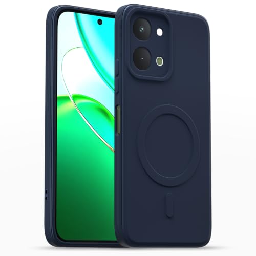Image of Outlouders Back Cover for Vivo T5x / Vivo Y51 Pro /iQOO Z11x 5G Soft Matte Silicone Cover with Slim Fit | Mag-Safe Logo (Not Mag-Safe Compatible) | Shockproof | Camera Protection Bumper Case (Blue)