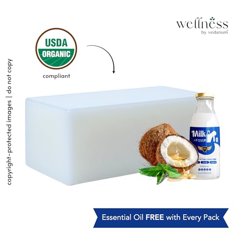 Image of VEDANUM Ayurscience 100% Natural and Organic Coconut Milk Soap Base - 800 Gm | Handmade Soap Making | Grade A+ | SLES Free | pH Skin Friendly | Lab Tested