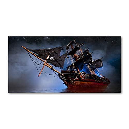 Tableau bateau pirate noir 120x60 cm pour habiller un grand mur vide avec élégance