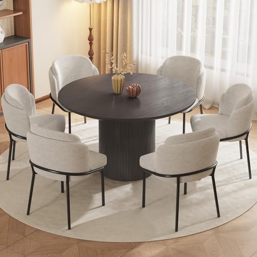 Guyii 46.46" Modern Dining Table Set for 6 People Black Dining Table with 6 Chairs 7 Pieces Dining Room Tables Set for Dining Room Restarant Breakfast Nook