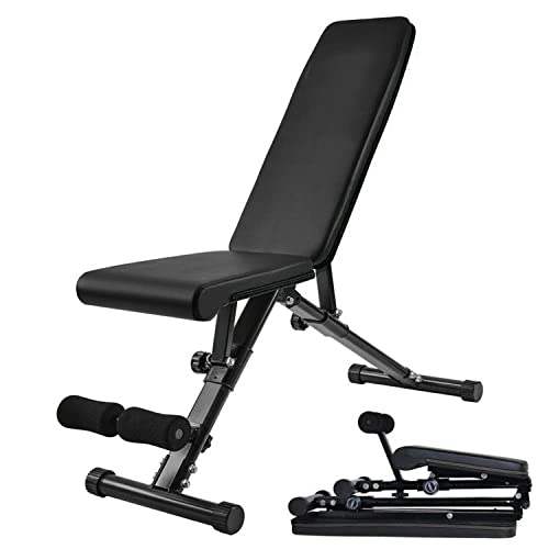 MAXSTRENGTH Adjustable Weight Bench Foldable for Multi-Purpose Home Exercise Gym Workout Bench Utility Incline Decline Flat Bench Press for Full Body Workout Black