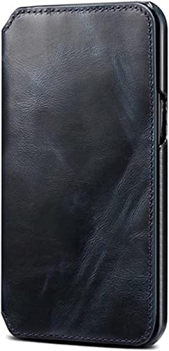 Étui iPhone 14 Plus antichoc KANUZ en cuir bleu résistant contre les chutes