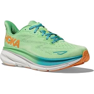 Hoka Men’s Clifton 9 Sneaker, Zest/Lime Glow, Men’s US Size 10