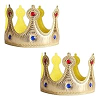 Vxcvzv 2 Pcs Gold Crowns for Kids King Birthday Party Halloween Costume Accessories Props (A)