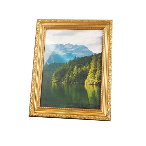 Generisch Bilderrahmen A4 Gold Barock Bilderrahmen im Vintage Stil Fotorahmen 33.5×24.5cm Aus Kunststoff Mit Glas Für Wand Oder Tisch Klassisch Dekorativ Für Zuhause Oder Büro