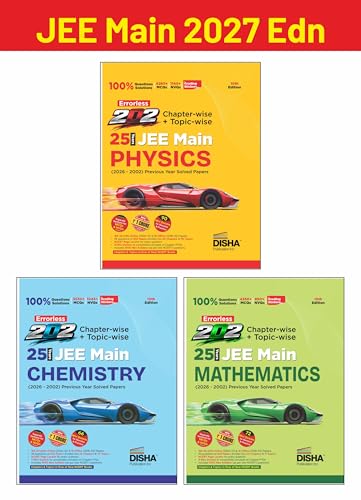 Image of Disha Combo (3 Books) Errorless 202 Physics,Chemistry & Mathematics Chapter-wise & Topic-wise 25 Year JEE Mains Previous Year Solved Papers (2026 - 2002) 10th Edn|Fully Solved JEE MAINS 2027 PYQ Book