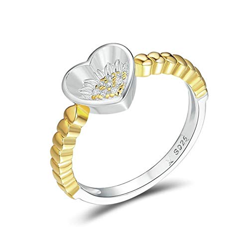 Preisvergleich Produktbild Likass Sterling Silber Ring 925 Sterling Silber Schmuck-Jubiläum Versprechen Ehering Verlobungsring -Beste Geburtstags Damen-Mode Herzförmige Blume