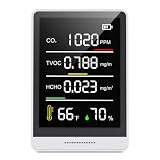 5-in-1 Professional Indoor Air Quality Monitor Indoor Portable CO2 Monitor | Temperature | Formaldehyde Detector | Humidity TVOC | Air Quality Tester - Confined Space Clean Air Monitor(Bright White)